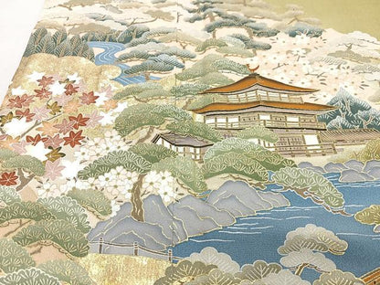 平和屋着物■豪華色留袖　金閣寺　暈し染め　金彩　正絹　逸品　CABN2145xe