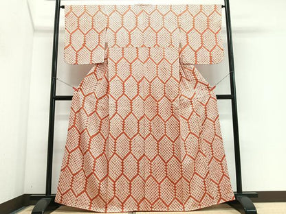 平和屋着物■上質な小紋　総絞り　亀甲文　正絹　逸品　CABN2146xe