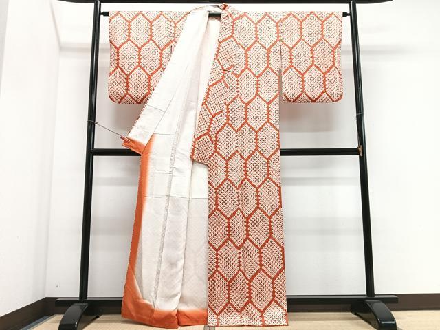 平和屋着物■上質な小紋　総絞り　亀甲文　正絹　逸品　CABN2146xe