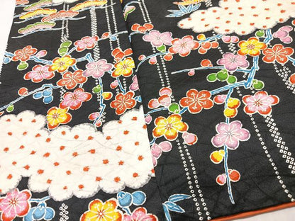平和屋着物■上質な小紋　絞り　松竹梅　黒地　正絹　逸品　CABN2147xe