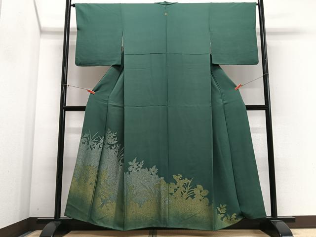平和屋着物■豪華色留袖　草花シルエット　金銀糸　正絹　逸品　CABN2149xe