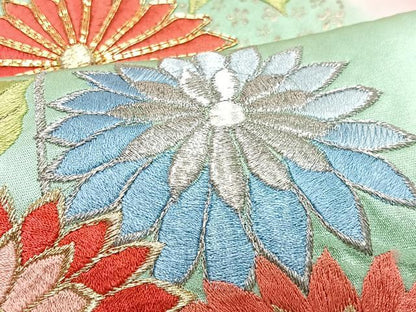 平和屋着物■豪華振袖　駒刺繍　流水枝花文　暈し染め　正絹　逸品　CABN2166xe