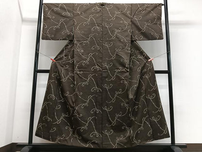 平和屋着物■上質な紬　草花文　正絹　逸品　CABN2169xe
