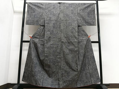 平和屋着物■本場大島紬　7マルキ　幾何学文様　正絹　逸品　CABN2170xe