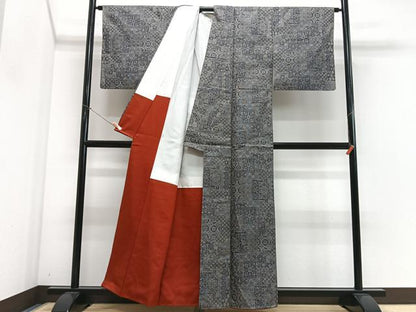 平和屋着物■本場大島紬　7マルキ　幾何学文様　正絹　逸品　CABN2170xe