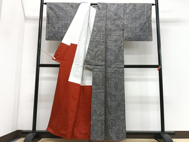 平和屋着物■本場大島紬　7マルキ　幾何学文様　正絹　逸品　CABN2170xe