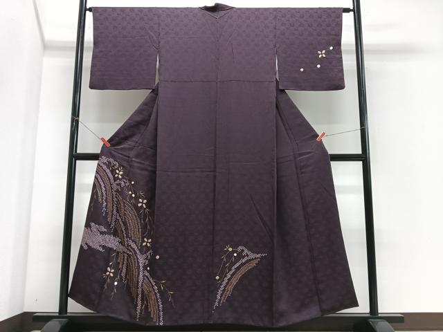 平和屋着物■訪問着　絞り　枝垂れ草花文　金彩　正絹　逸品　CABN2174xe