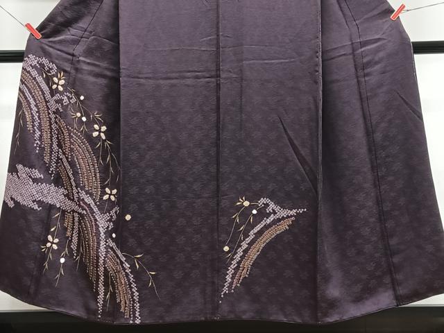 平和屋着物■訪問着　絞り　枝垂れ草花文　金彩　正絹　逸品　CABN2174xe