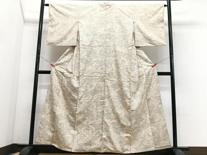 平和屋着物■上質な紬　地紙花文　正絹　逸品　CABN2180xe