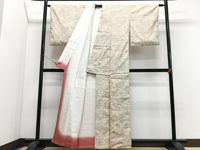 平和屋着物■上質な紬　地紙花文　正絹　逸品　CABN2180xe