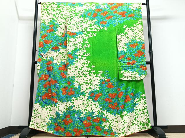 平和屋着物■豪華振袖　駒刺繍　花鳥文　金彩　正絹　逸品　CABN2186xe