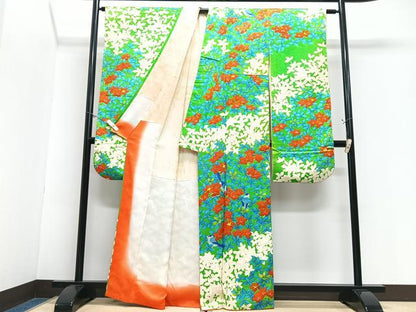 平和屋着物■豪華振袖　駒刺繍　花鳥文　金彩　正絹　逸品　CABN2186xe