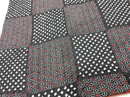 平和屋着物■上質な小紋　絞り　市松麻の葉文様　黒地　正絹　逸品　CABN2193xe