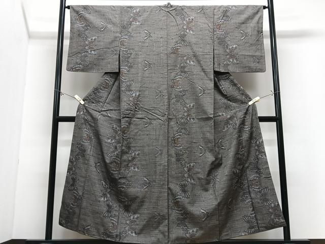平和屋着物■上質な紬　舞蝶文　正絹　逸品　CABN2205xe