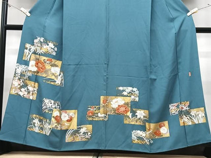 平和屋着物■豪華色留袖　作家物　駒刺繍　色紙草花文　金彩　正絹　逸品　CABN2214xe