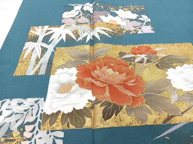 平和屋着物■豪華色留袖　作家物　駒刺繍　色紙草花文　金彩　正絹　逸品　CABN2214xe