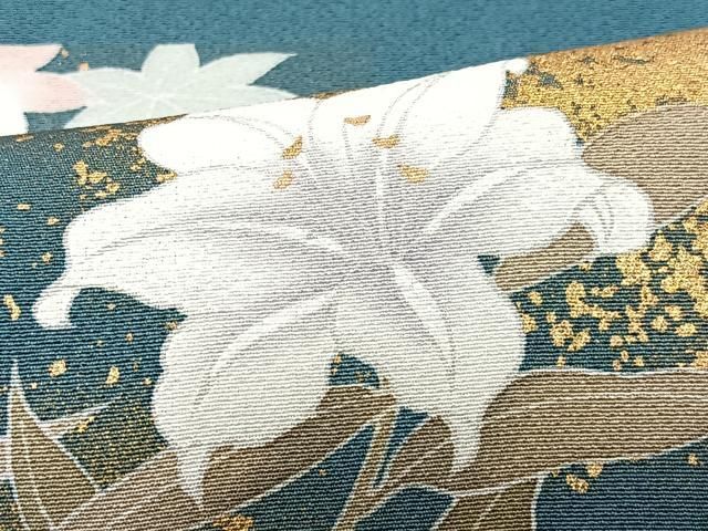 平和屋着物■豪華色留袖　作家物　駒刺繍　色紙草花文　金彩　正絹　逸品　CABN2214xe
