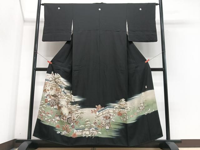平和屋着物■豪華手描き　人物風景文　暈し染め　金彩　正絹　逸品　CABN2277xe