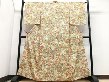 平和屋着物■上質な小紋　扇面花文　正絹　逸品　CABN2289xe