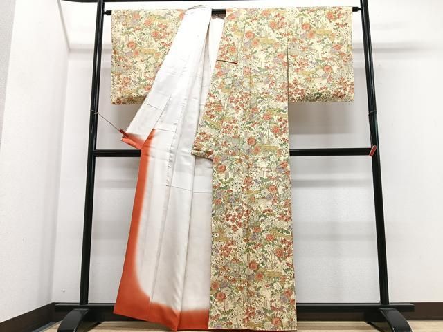 平和屋着物■上質な小紋　扇面花文　正絹　逸品　CABN2289xe