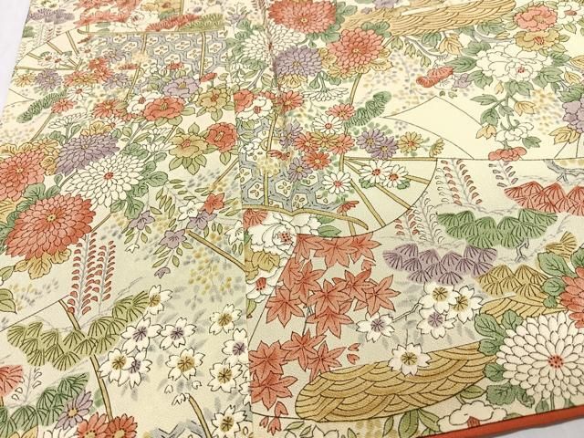 平和屋着物■上質な小紋　扇面花文　正絹　逸品　CABN2289xe