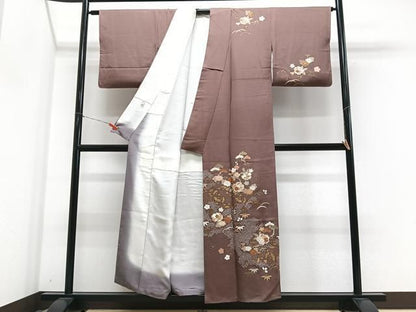 平和屋着物■訪問着　絞り　枝花文　金彩　正絹　逸品　CABN2294xe