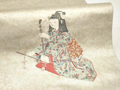 平和屋着物●加賀友禅の巨匠　初代　由水十久　西陣　長嶋成織物　ながしま帯　太鼓柄袋帯　童子遊び　瀞銀錦　正絹　逸品　CABN2401hy