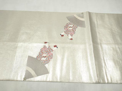 平和屋着物●加賀友禅の巨匠　初代　由水十久　西陣　長嶋成織物　ながしま帯　太鼓柄袋帯　童子遊び　瀞銀錦　正絹　逸品　CABN2406hy