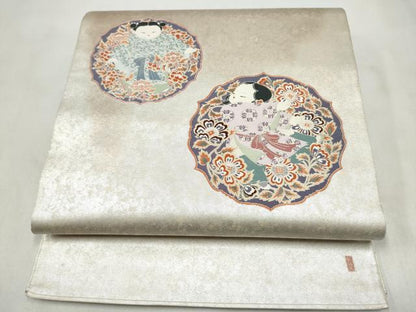 平和屋着物●加賀友禅の巨匠　初代　由水十久　太鼓柄袋帯　明日香唐草文　正絹　逸品　CABN2410hy