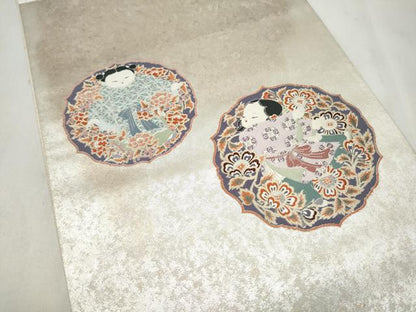 平和屋着物●加賀友禅の巨匠　初代　由水十久　太鼓柄袋帯　明日香唐草文　正絹　逸品　CABN2410hy