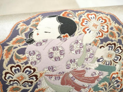 平和屋着物●加賀友禅の巨匠　初代　由水十久　太鼓柄袋帯　明日香唐草文　正絹　逸品　CABN2410hy