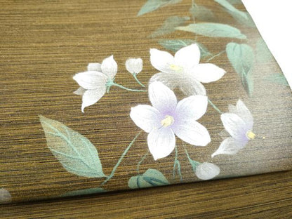 平和屋着物●夢琳派の世界　灘景翔　太鼓柄袋帯　紬地　蔦の花文　金彩　正絹　逸品　CABN2414hy