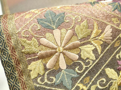 平和屋着物●ひなや工房　くむ・あむ・おる　伊豆蔵明彦　太鼓柄袋帯　総刺繍　菱花文　金糸　正絹　逸品　CABN2415hy
