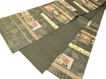 平和屋着物●西陣　六通柄袋帯　正倉院色紙　金糸　正絹　逸品　CABN2416hy