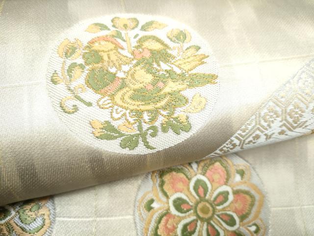 平和屋着物●六通柄袋帯　古代の旅　臈纈と正倉院華文　金糸　正絹　逸品　CABN2417hy