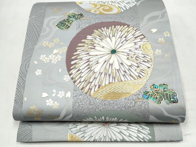 平和屋着物●袋帯　唐織　螺鈿　優美六晴　六華泉　瀞銀錦　正絹　逸品　未使用　CABN2423hy