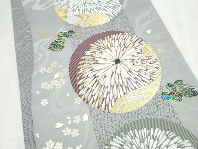 平和屋着物●袋帯　唐織　螺鈿　優美六晴　六華泉　瀞銀錦　正絹　逸品　未使用　CABN2423hy