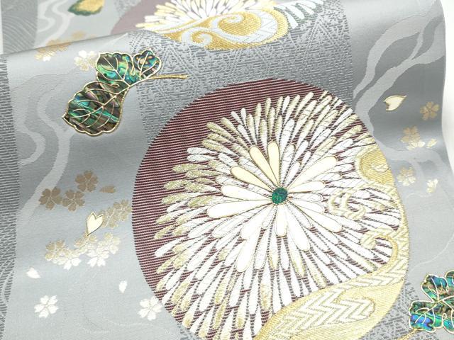 平和屋着物●袋帯　唐織　螺鈿　優美六晴　六華泉　瀞銀錦　正絹　逸品　未使用　CABN2423hy