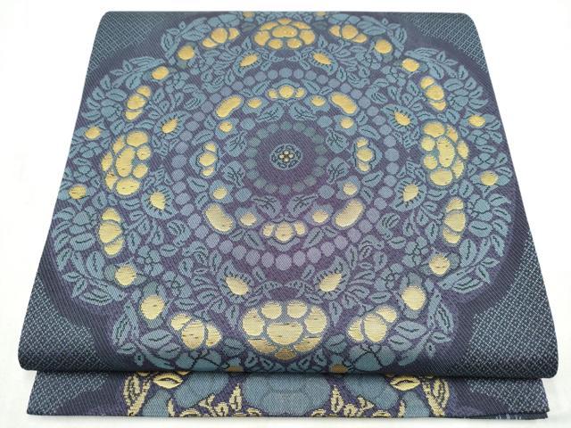 平和屋着物●両面　全通柄袋帯　舞花文　金糸　正絹　逸品　CABN2424hy