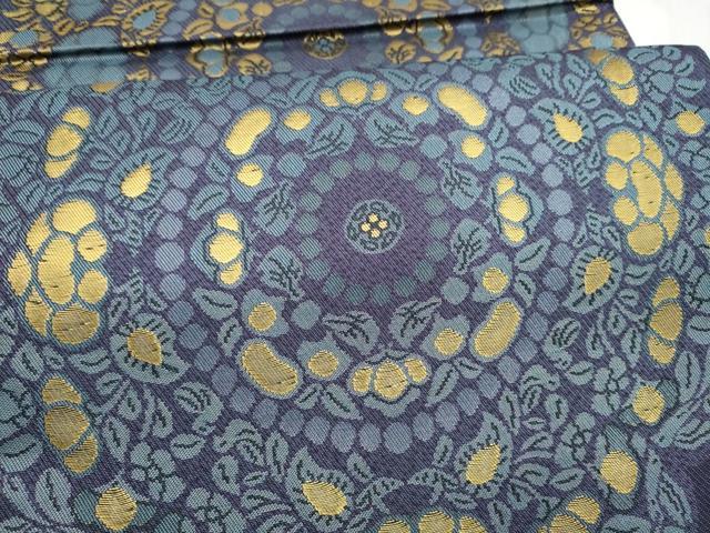 平和屋着物●両面　全通柄袋帯　舞花文　金糸　正絹　逸品　CABN2424hy