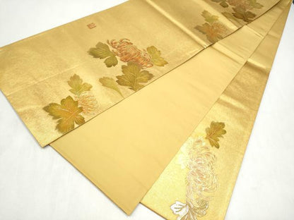 平和屋着物●漆工芸作家　金森一博　六通柄袋帯　乱菊　金彩　引箔　正絹　逸品　CABN2426hy