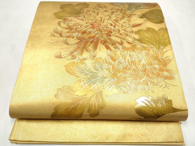 平和屋着物●漆工芸作家　金森一博　六通柄袋帯　乱菊　金彩　引箔　正絹　逸品　CABN2426hy