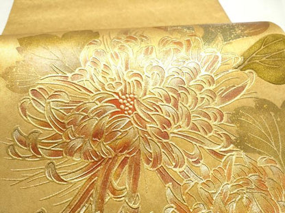 平和屋着物●漆工芸作家　金森一博　六通柄袋帯　乱菊　金彩　引箔　正絹　逸品　CABN2426hy