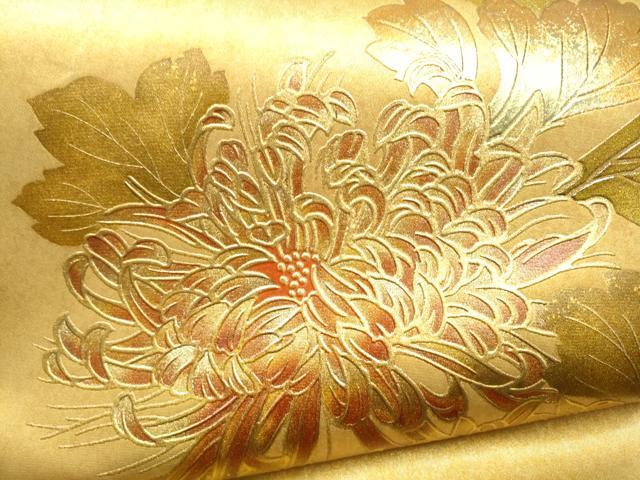 平和屋着物●漆工芸作家　金森一博　六通柄袋帯　乱菊　金彩　引箔　正絹　逸品　CABN2426hy