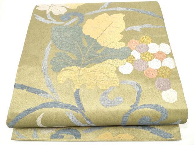 平和屋着物●六通柄袋帯　唐箔　葡萄蔦の葉文　正絹　逸品　CABN2427hy