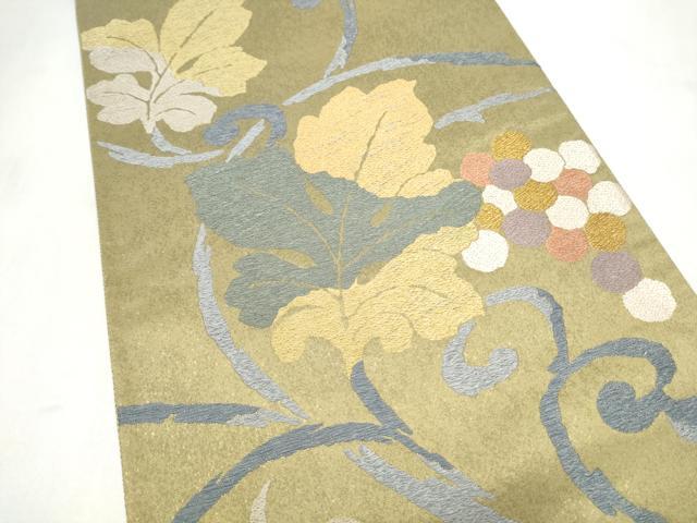 平和屋着物●六通柄袋帯　唐箔　葡萄蔦の葉文　正絹　逸品　CABN2427hy