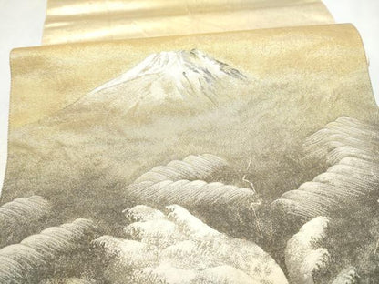 平和屋着物●近代日本画の巨匠　横山大観　じゅらく謹製　太鼓柄袋帯　遠山文　金銀糸　正絹　逸品　CABN2431hy
