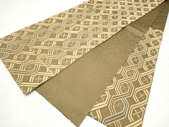平和屋着物●六通柄袋帯　幾何学間道　正絹　逸品　CABN2432hy