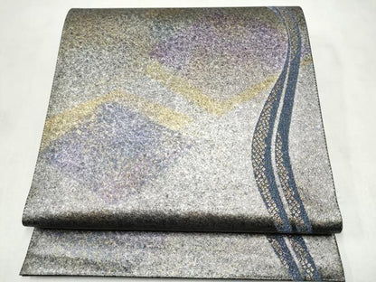 平和屋着物●六通柄袋帯　霞文　金糸　引箔　正絹　逸品　未使用　CABN2434hy
