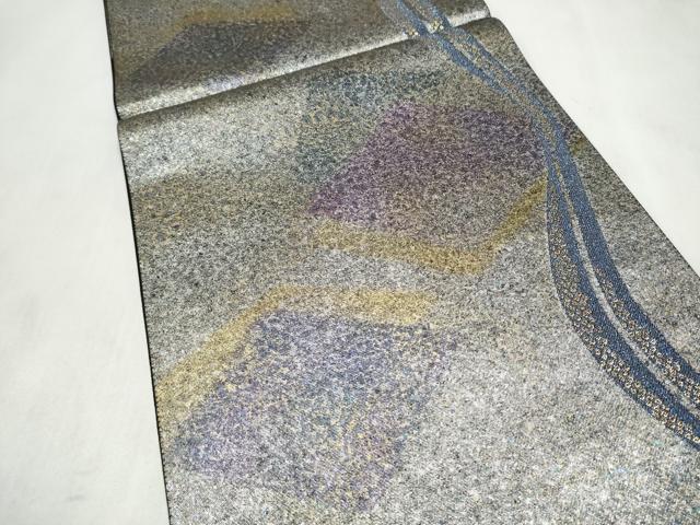 平和屋着物●六通柄袋帯　霞文　金糸　引箔　正絹　逸品　未使用　CABN2434hy